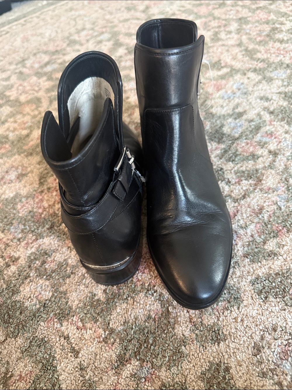 Michael Kors Black Leather Ankle Booties with Buckle Accent size 9 so cute